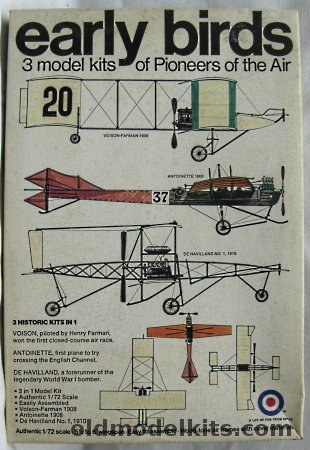 Entex 1/72 De Havilland No.1 (DH-1) 1910 / Antoinette 1908 Monoplane / Voisin Farman 1908 Biplane 'The Pioneers of the Air' (Ex-Taimei), 8448 plastic model kit